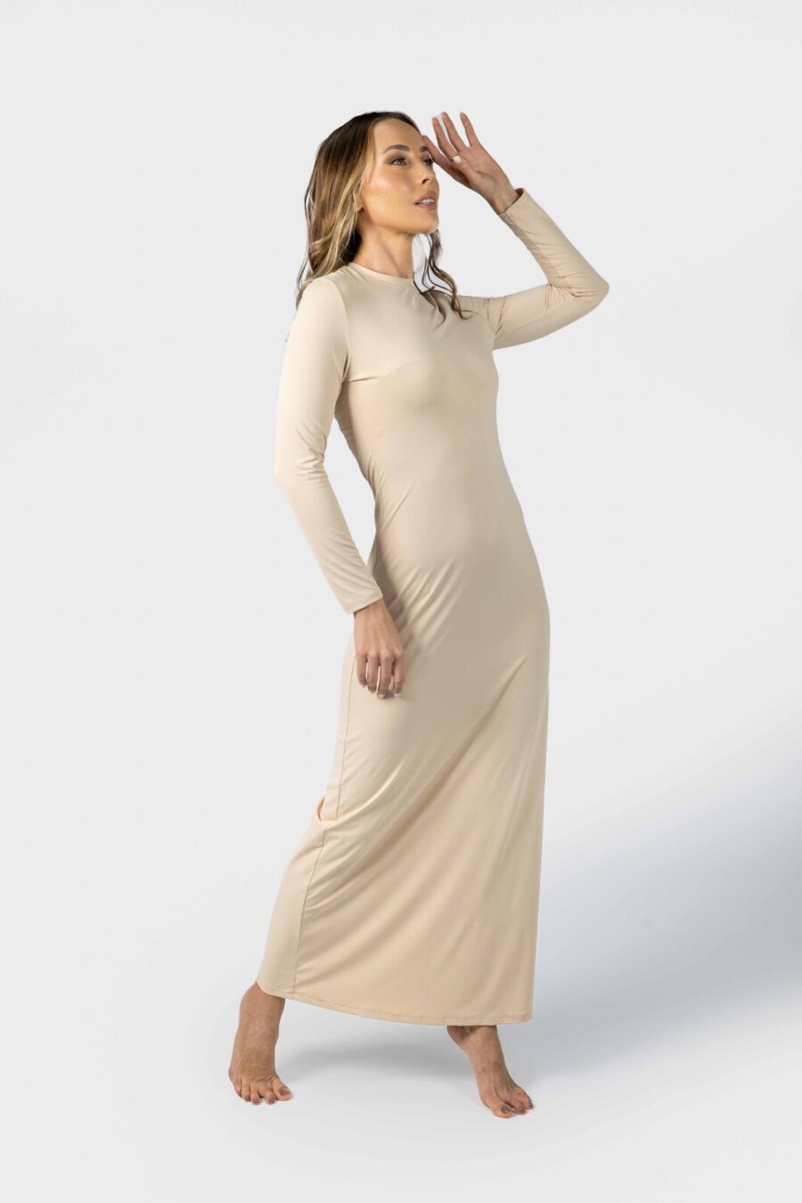 Nude Luxe Long Sleeve Slip Dress - Image 4