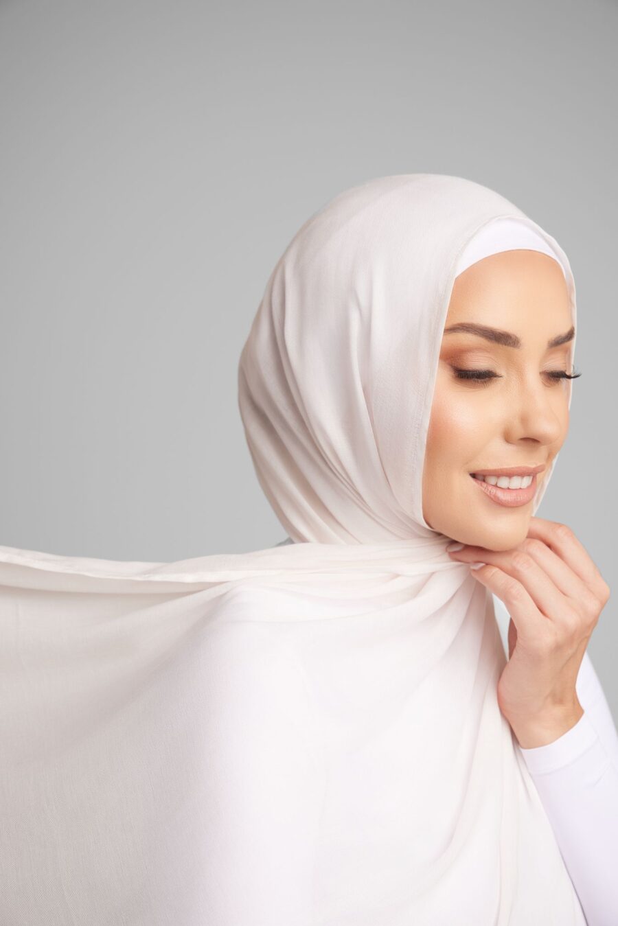 White Bamboo Twill Hijab - Image 3